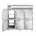 Continental D3RRFNPTHD 78" 3 Section Pass Thru Commercial Refrigerator Freezer - Solid Doors, Top Compressor, 115v, Silver