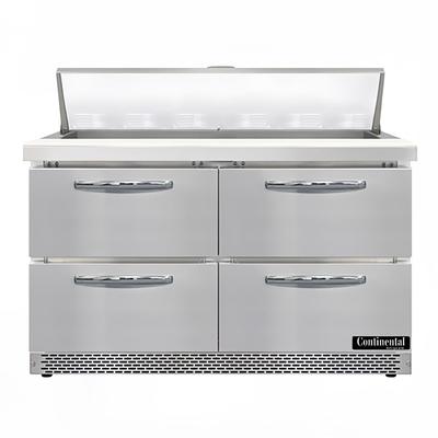 Continental D48N12-FB-D 48" Designer Line Sandwich/Salad Prep Table w/ Refrigerated Base, 115v, 12" Cutting Board, 4 Roll-out Drawers, Stainless Steel