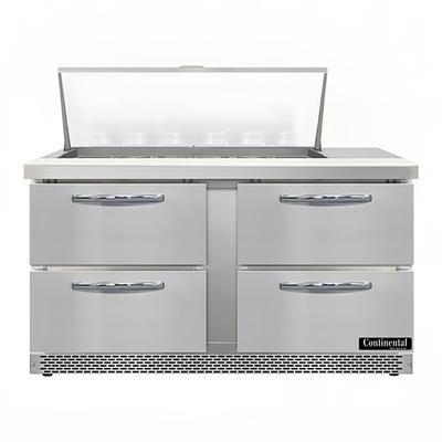 Continental D60N18M-FB-D 60" Designer Line Sandwich/Salad Prep Table w/ Refrigerated Base, 115v, Stainless Steel