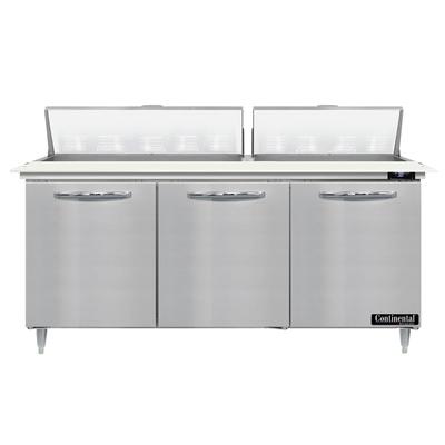 Continental D72N18C 72" Designer Line Sandwich/Salad Prep Table w/ Refrigerated Base, 115v, Stainless Steel