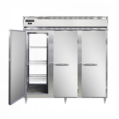 Continental DL3F-SS-PT 78" 3 Section Pass Thru Freezer, (6) Solid Doors, 115/208-230v, Silver