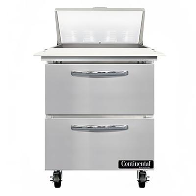 Continental SW27N8C-D 27" Sandwich/Salad Prep Table w/ Refrigerated Base, 115v, Stainless Steel
