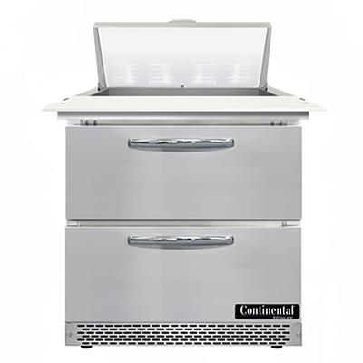 Continental SW32N8C-FB-D 32" Sandwich/Salad Prep Table w/ Refrigerated Base, 115v, Stainless Steel