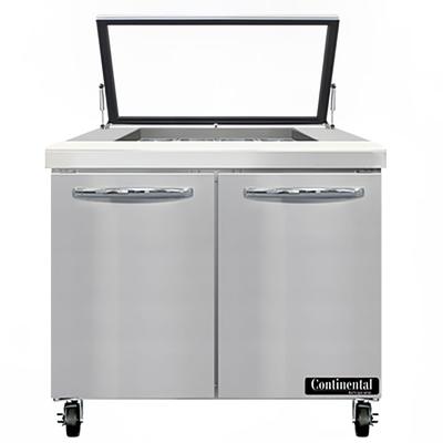 Continental SW36N12M-HGL 36" Sandwich/Salad Prep Table w/ Refrigerated Base, 115v, Stainless Steel