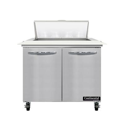 Continental SW36N8C 36" Sandwich/Salad Prep Table w/ Refrigerated Base, 115v, Stainless Steel