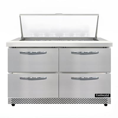 Continental SW48N18M-FB-D 48" Sandwich/Salad Prep Table w/ Refrigerated Base, 115v, Stainless Steel