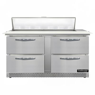 Continental SW60N12C-FB-D 60" Sandwich/Salad Prep Table w/ Refrigerated Base, 115v, Stainless Steel