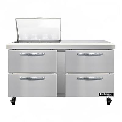 Continental SW60N12M-D 60" Sandwich/Salad Prep Table w/ Refrigerated Base, 115v, Stainless Steel