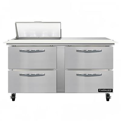 Continental SW60N8C-D 60" Sandwich/Salad Prep Table w/ Refrigerated Base, 115v, Stainless Steel