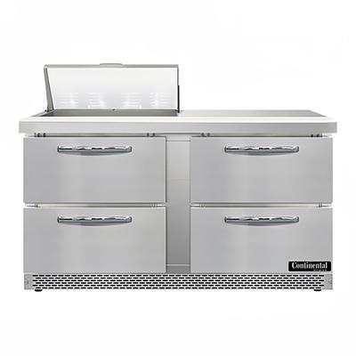 Continental SW60N8-FB-D 60" Sandwich/Salad Prep Table w/ Refrigerated Base, 115v, Stainless Steel