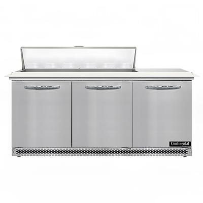 Continental SW72N12C-FB 72" Sandwich/Salad Prep Table w/ Refrigerated Base, 115v, Stainless Steel