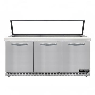 Continental SW72N30M-HGL-FB 72" Sandwich/Salad Prep Table w/ Refrigerated Base, 115v, Stainless Steel