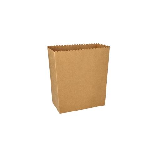 50 Popcorn-Boxen Pappe pure eckig 19,2 cm x 15,8 cm x 8 cm braun groß