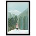 The Holiday Aisle® Holiday & Seasonal Serene Mountain Getaway Modern Green Wall Art Print in Green/Pink/White | 21 H x 15 W x 0.8 D in | Wayfair