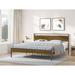 17 Stories Rynda Metal Bed w/ Walnut Wood Headboard&Footboard, platform bed Metal in Black/Brown | 40.1 H x 77.6 W x 83.1 D in | Wayfair