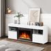 Latitude Run® Stockett TV Stand for TVs up to 60" w/ Electric Fireplace Included Wood in White | 13.79 H x 59.07 W x 22.45 D in | Wayfair