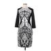 London Times Casual Dress - Midi: Black Print Dresses - Women's Size 4