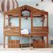 Nordic Twin Size Creative Low Loft Bed w/ 2 Drawers House Storage Bed Frame for Kids, Teens Space-Saving, Easy Assembly, Walnut