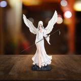 ICE ARMOR 24"H Angel of Death in White Walking with Scythe Figurine Large Sculpture