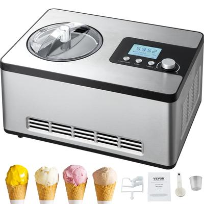 VEVOR Automatic Ice Cream Maker 2QT with Built-in Compressor,Stainless Steel Electric Sorbet Maker