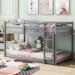 Twin over Twin Wood Floor Bunk Bed w/ Ladder Upholstered Bed Frame