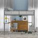 Twin Size Metal All-in-One Loft Bed w/ Desk & Guardrails Multifunctional Bed Frame for Bedroom Space-Saving, Easy Assembly