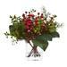Berry, Pine and Boxwood Artificial Arrangement - 12