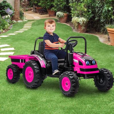 12V Electric Ride-On Tractor for Kids with Trailer, Remote Control