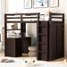 Twin Loft Bed with Desk, Bookshelf, Drawers and Wardrobe, Espresso