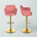 Moasis Velvet Swivel Bar Stools with Adjustable Height and Gold Stainless Steel Base