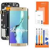 AMOLED for Samsung Galaxy S6 Edge Plus Screen Replacement for Samsung S6 Edge Plus LCD Display SM-G928A SM-G928F SM-G928T SM-G928G LCD Digitizer Assembly Repair Parts Gold with Frame