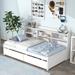 Twin Captain Storage Bed with 2 Storage Drawers, Platform Beds Daybed with Side Bookcase for Kids, Boys, Girls & Teens, White