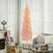 6ft Prelit Pencil Artificial Christmas Tree with Snow Flocked Branches, LED Lights, Downswept Shape