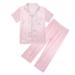 mveomtd Kids Toddler Baby Girls Spring Summer Cartoon Print Short Sleeve Long Pants Sleepwear Outfits Pajamas Clothes Double Zipper Sleepers Baby Girl Fuzzy Pajamas Girls