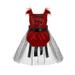 YEAHDOR Baby Girls Halloween Witch Costume Toddlers Glittery Mesh Romper with Hair Hoop Vampire Bodysuit Red 3-4