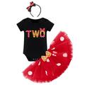 IBTOM CASTLE Toddler Baby Girls 1st 2nd 3rd Birthday Outfit Polka Dots Romper Tutu Skirt Mouse Ears Headband Cake Smash Clothes for Photo Props 2 Years Black
