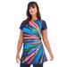 Plus Size Women's Longer Length Short-Sleeve Swim Tunic by Swim 365 in Rainbow Starburst (Size 8)