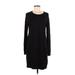 Lou & Grey Casual Dress Scoop Neck Long sleeves: Black Solid Dresses - Women's Size Medium