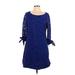 Vince Camuto Cocktail Dress - Shift Scoop Neck 3/4 sleeves: Blue Print Dresses - Women's Size 12