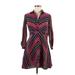 Diane von Furstenberg Casual Dress - Shirtdress Collared 3/4 sleeves: Purple Chevron Dresses - Women's Size 0
