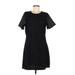 Isaac Mizrahi LIVE! Casual Dress - Shift Crew Neck Short sleeves: Black Print Dresses - Women's Size Medium