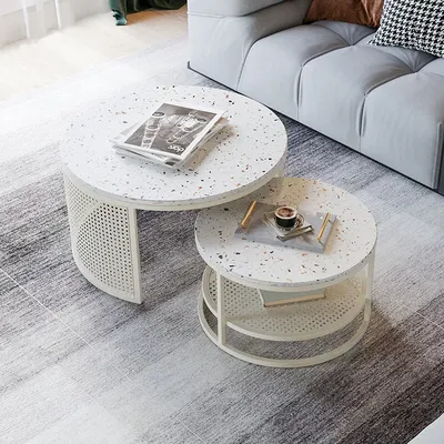 Large white store round coffee table