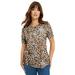 Plus Size Women's Short-Sleeve Crewneck One + Only Tee by June+Vie in Natural Cheetah (Size 26/28)