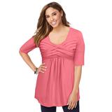 Plus Size Women's Pleated Tunic by Jessica London in Tea Rose (Size 14/16) Long Shirt