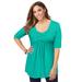 Plus Size Women's Stretch Knit Pleated Tunic by Jessica London in Aqua Sea (Size 34/36) Long Shirt