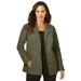 Plus Size Women's Leather Blazer by Jessica London in Dark Olive Green (Size 28 W)