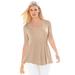 Plus Size Women's Stretch Cotton Peplum Tunic by Jessica London in New Khaki (Size 18/20) Top