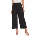 Plus Size Women's Stretch Knit Wide Leg Crop Pant by The London Collection in Black (Size 18/20) Pants