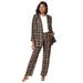 Plus Size Women's Double-Breasted Pantsuit by Jessica London in Chocolate Simple Grid (Size 24 W) Set