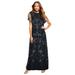 Plus Size Women's Glam Maxi Dress by Roaman's in Black (Size 14 W) Beaded Formal Evening Capelet Gown